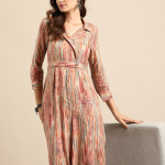 Shawl Neck Striped Basic Jumpsuit