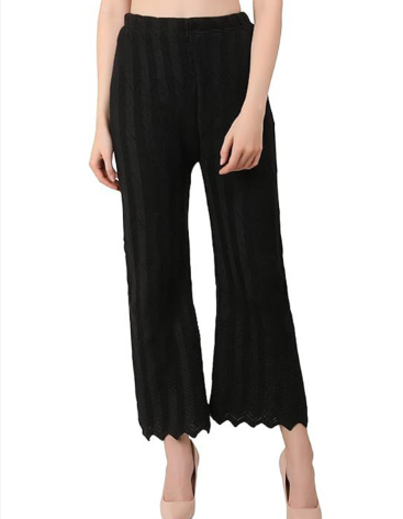 Thrifty Thread Women Embroidered Knitted Palazzos