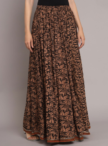 KALINI Abstract Printed Maxi Skirts
