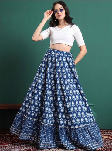 CHARMANT Printed Flared Maxi Skirts