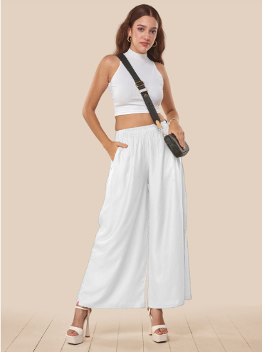 LYRA Women Cotton Wide-Leg Palazzos