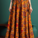 CHARMANT Printed Flared Maxi Skirts