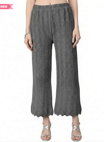 Thrifty Thread Women Flared Knitted Ethnic Palazzos