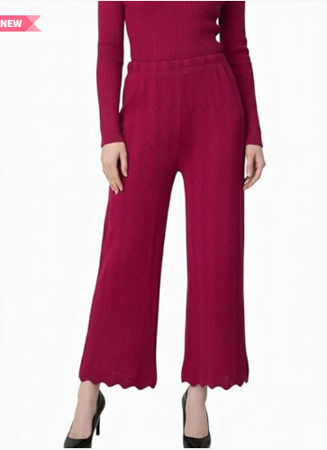 Thrifty Thread Women Flared Knitted Palazzos