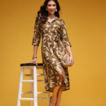 HERE&NOW Abstract Striped Belted Shirt Dress