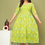 Fasnesio Floral Printed Cotton Maternity Fit and Flared Midi Ethnic Dress