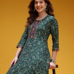 HERE&NOW Ethnic Motifs Printed Yoke Design A-Line Dress