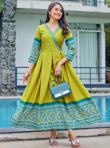 ARADHNA Ethnic Motifs Printed Fit & Flare Maxi Ethnic Dress