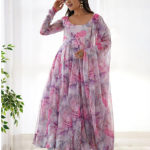 Siya Fashion Floral Printed Georgette Maxi Ethnic Dress With Dupatta