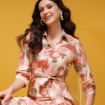 HERE&NOW Abstract Print Belted A-Line Dress