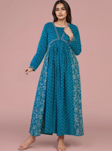 SZN Women Floral Print Cotton Anarkali Kurta