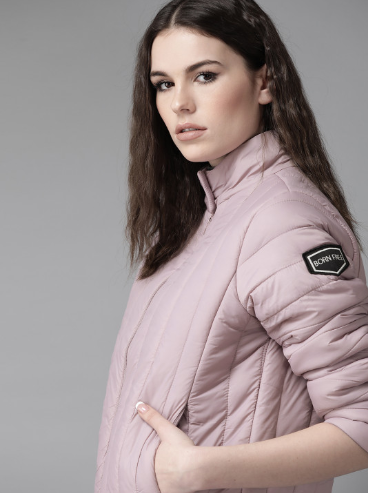 Roadster Women Lavender Solid Padded Jacket