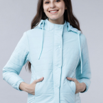 Tokyo Talkies Women Blue Solid Padded Jacket