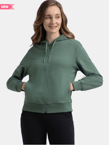 Jockey Super Combed Cotton French Terry Fabric Hoodie Jacket with Side Pockets-AW30