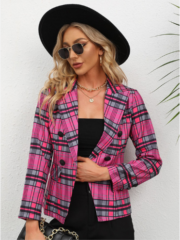StyleCast Women Checked Crop Open Front Jacket