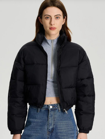 Kotty Women Striped Crop Puffer Jacket