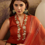 Sangria Embroidered A-Line Kurta with Dupatta