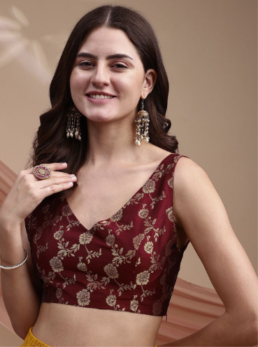 Tikhi Imli Woven Design Brocade Saree Blouse