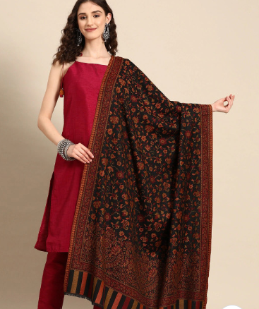 Sangria Floral Woven Designed Shawl