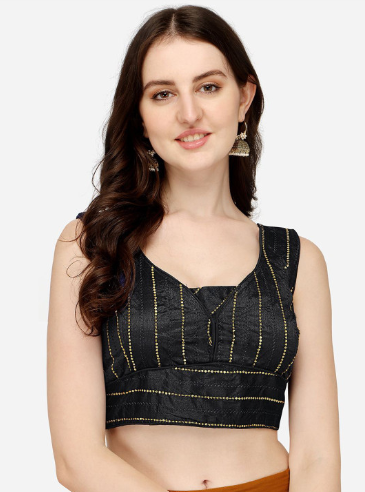 HERE&NOW Embellished Sequinned Padded Silk Saree Blouse