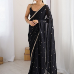 Saree mall Embellished Sequinned Floral Pure Georgette Saree