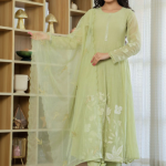 KIWA STUDIO Women Floral Embroidered Panelled Sequinned Chanderi Silk Kurta with Trousers & With Dupatta