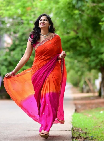 HERE&NOW Ombre Embroidered Saree