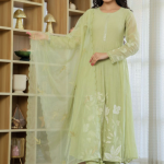 KIWA STUDIO Women Floral Embroidered Panelled Sequinned Chanderi Silk Kurta with Trousers & With Dupatta