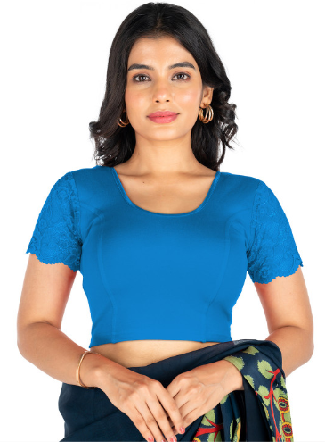 Abhi Stretchable Half Net Sleeves Readymade Saree Blouse