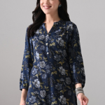 MEESAN Women Mandarin Collar Printed Tunic