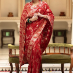 STYLENZA Ethnic Motifs Zari Satin Heavy Work Banarasi Saree