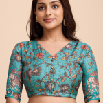 Tasarika Printed V-Neck Short Sleeve Saree Blouse