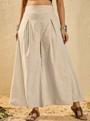 InWeave Women Cotton Flared Handloom Ethnic Palazzos