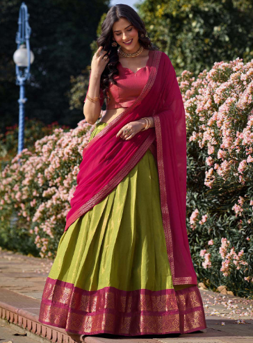 LOOKNBOOK ART Semi-Stitched Lehenga & Unstitched Blouse With Dupatta