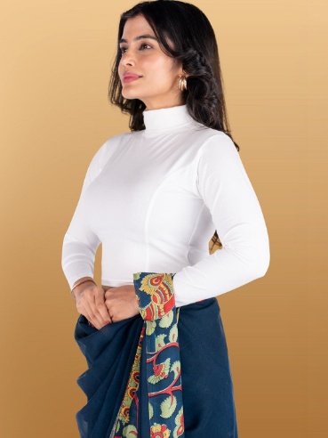 Abhi High Neck Long Sleeves Stretchable Saree Blouse