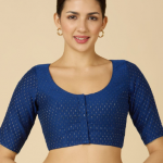 Studio Shringaar Printed Cotton Round Neck Saree Blouse